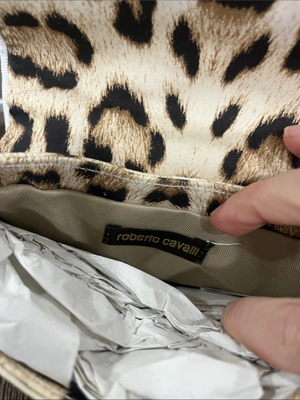 Roberto Cavalli kids Leopard Print fabric & leather Crossbody Bag NWT